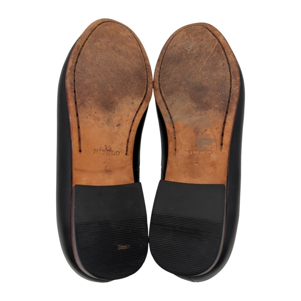 Nisolo Black Leather Smoking Slipper Loafers Flats Women's Size 7 - Picture 6 of 6